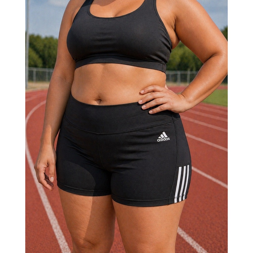 Adidas AeroReady Training Shorts Womens XL Black Athletic 3-Stripe Primegreen - Picture 2 of 14